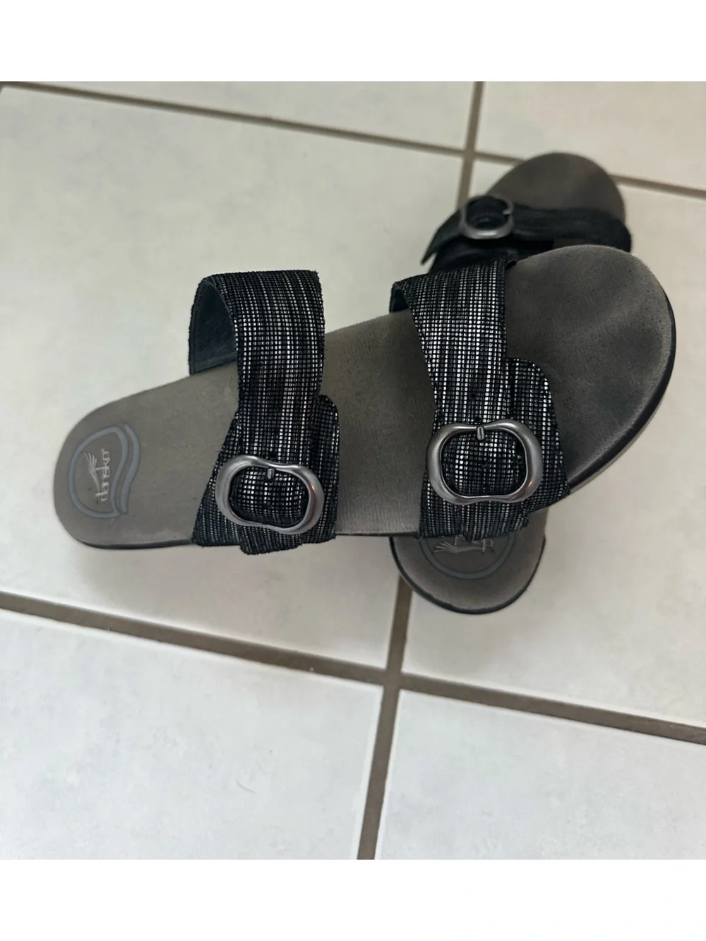 Dansko Wedge Sandals with Buckle. Great shoe but wrong fit for me. Worn twice!